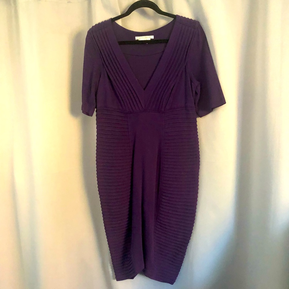Purple Bandage Dress with sleeves and size zipper